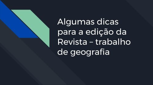 Revista de Geografia - aspectos editoriais e gráficos