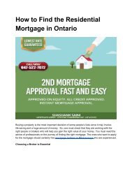 How to Find the Residential Mortgage in Ontario