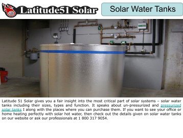 Un-Pressurized and Pressurized Solar Tanks