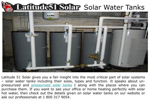 Un-Pressurized and Pressurized Solar Tanks