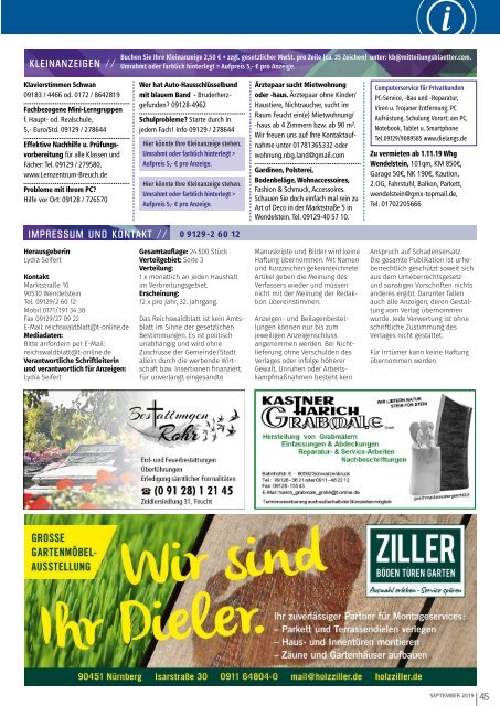 Reichswaldblatt Feucht - September 2019