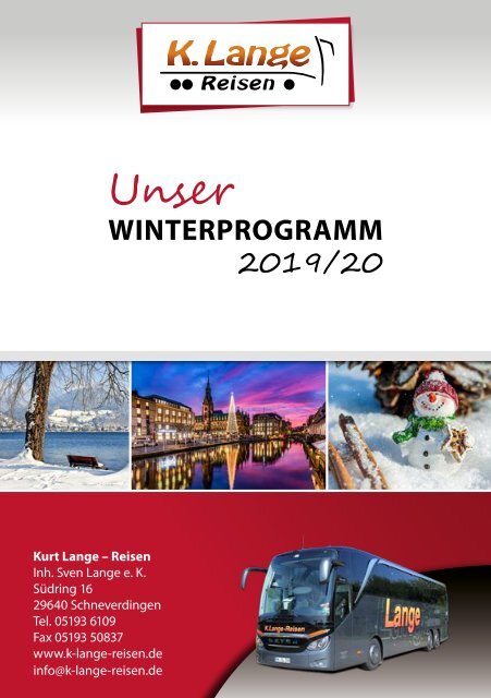 K. Lange Reisen Winterprogramm 2019/2020