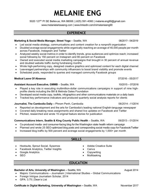 Melanie Eng Resume 2019