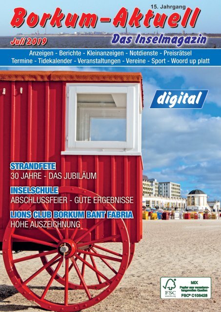 Juli 2019 Borkum-Aktuell - Das Inselmagazin