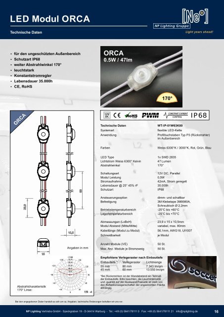 ORCA - "Unterwasser" LED Module mit echtem IP68 Schutz - NP LIGHTING