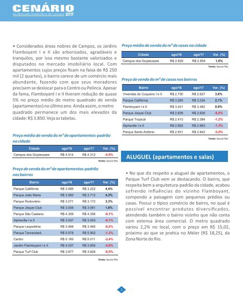 Cenário do Mercado Imobiliário - Campos - 2017 - SECOVIRIO