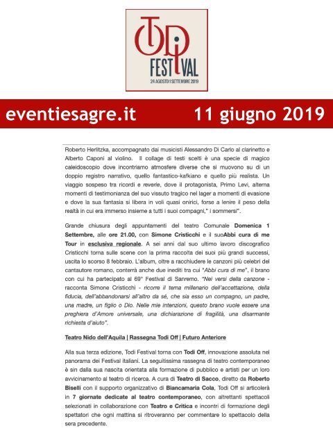 Rassegna Stampa Todi Festival 2019