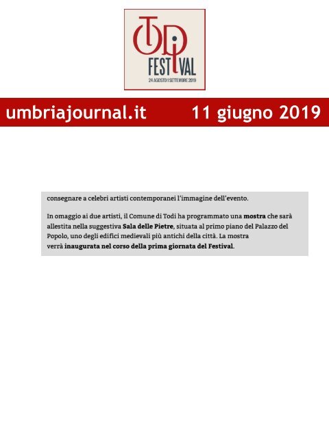 Rassegna Stampa Todi Festival 2019