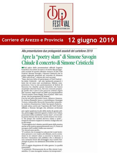 Rassegna Stampa Todi Festival 2019