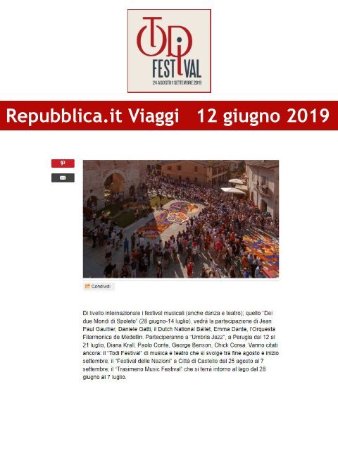 Rassegna Stampa Todi Festival 2019