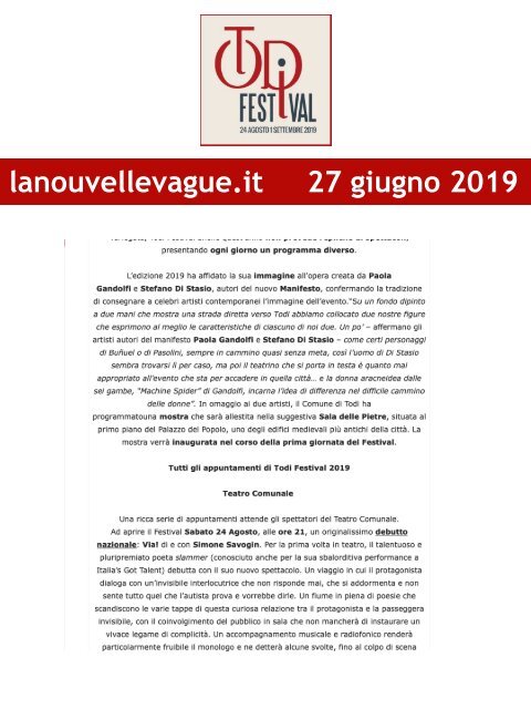 Rassegna Stampa Todi Festival 2019