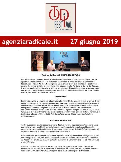 Rassegna Stampa Todi Festival 2019