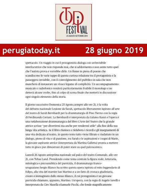 Rassegna Stampa Todi Festival 2019