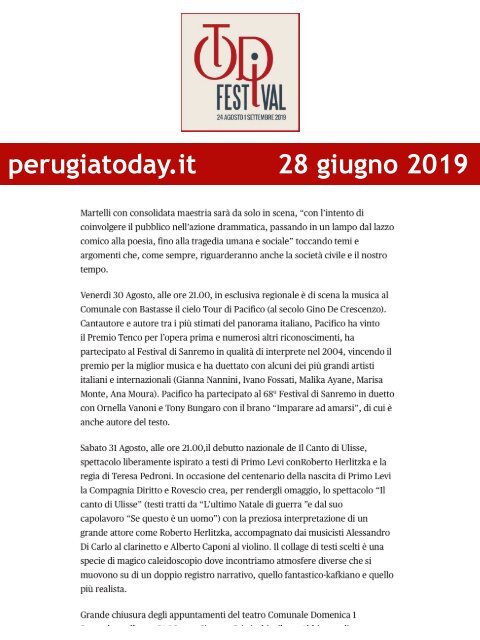 Rassegna Stampa Todi Festival 2019