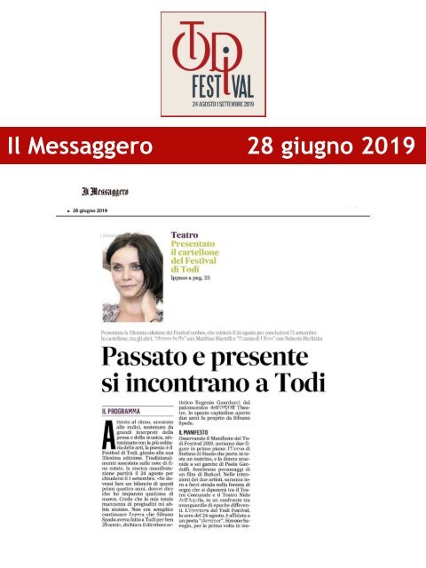 Rassegna Stampa Todi Festival 2019