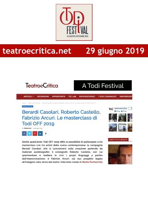 Rassegna Stampa Todi Festival 2019