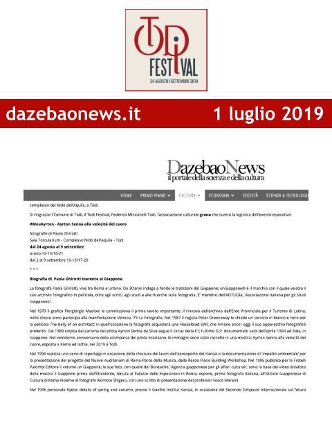 Rassegna Stampa Todi Festival 2019