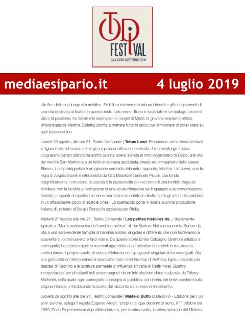 Rassegna Stampa Todi Festival 2019