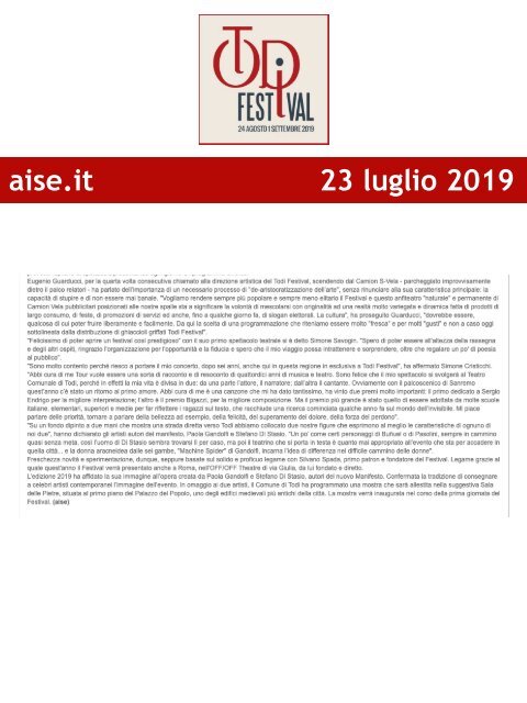 Rassegna Stampa Todi Festival 2019