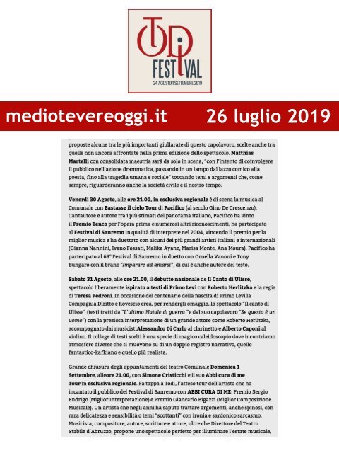 Rassegna Stampa Todi Festival 2019