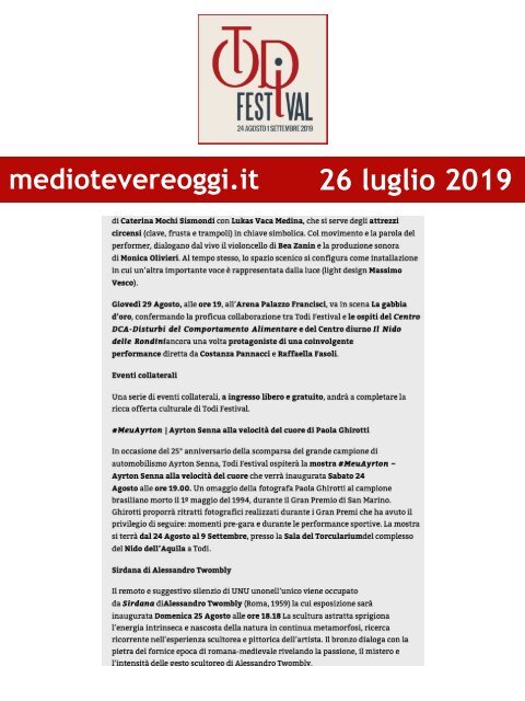 Rassegna Stampa Todi Festival 2019