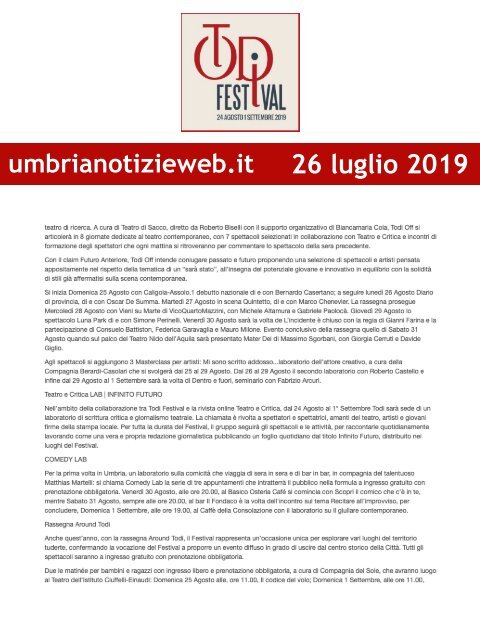 Rassegna Stampa Todi Festival 2019