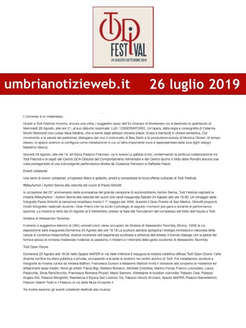 Rassegna Stampa Todi Festival 2019