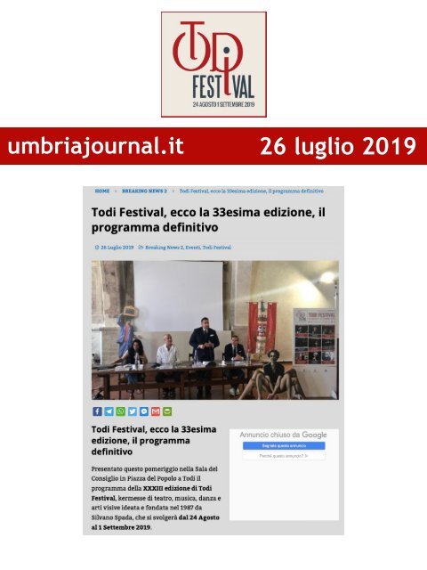 Rassegna Stampa Todi Festival 2019