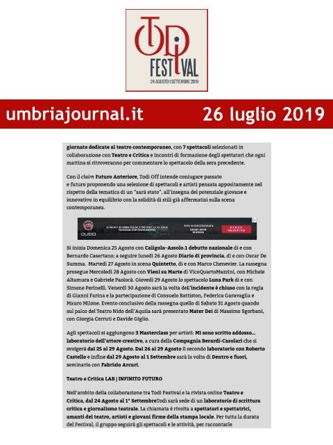 Rassegna Stampa Todi Festival 2019