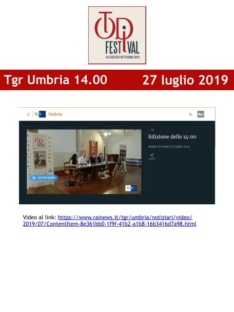 Rassegna Stampa Todi Festival 2019