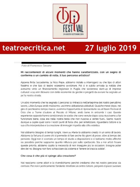 Rassegna Stampa Todi Festival 2019