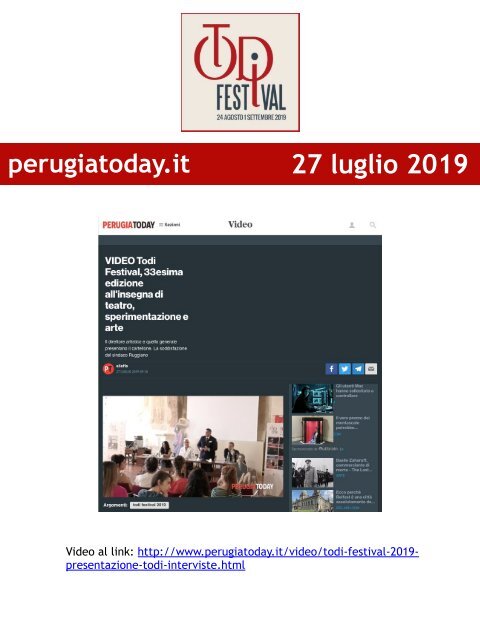 Rassegna Stampa Todi Festival 2019