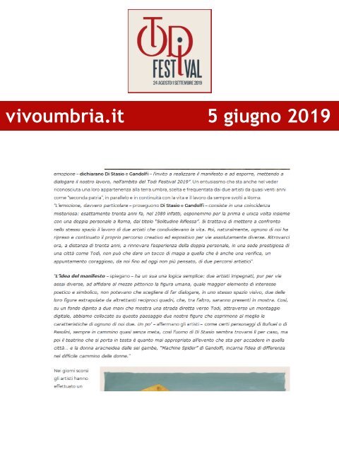 Rassegna Stampa Todi Festival 2019