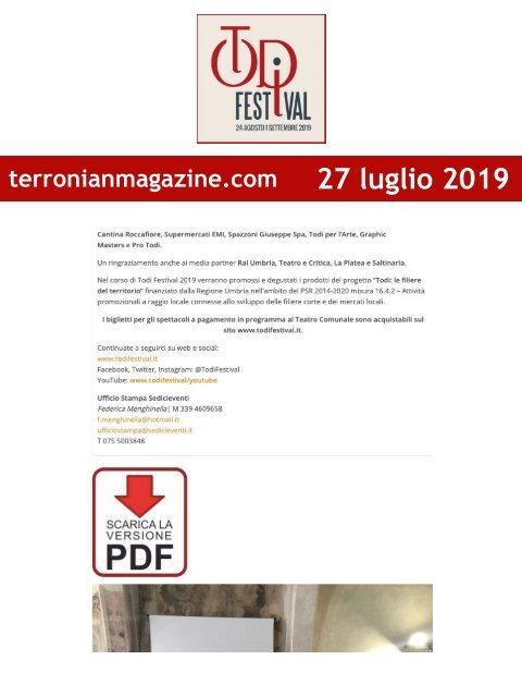 Rassegna Stampa Todi Festival 2019