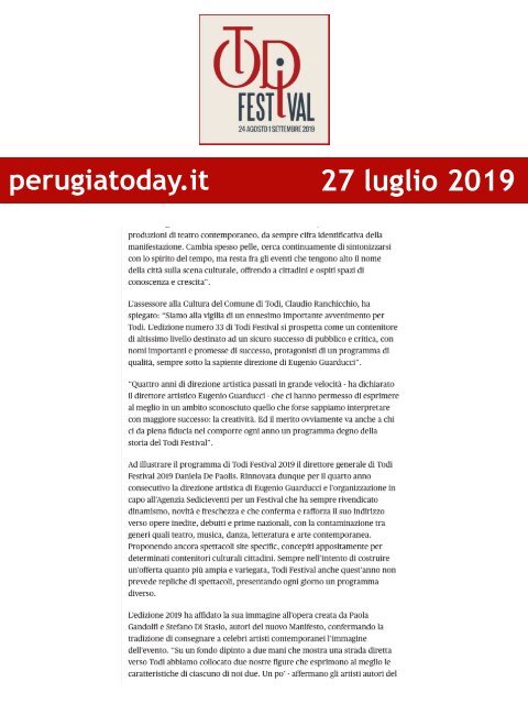 Rassegna Stampa Todi Festival 2019