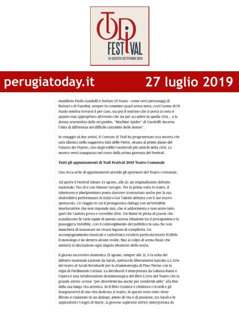 Rassegna Stampa Todi Festival 2019