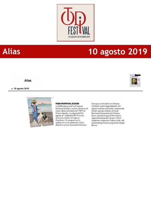 Rassegna Stampa Todi Festival 2019