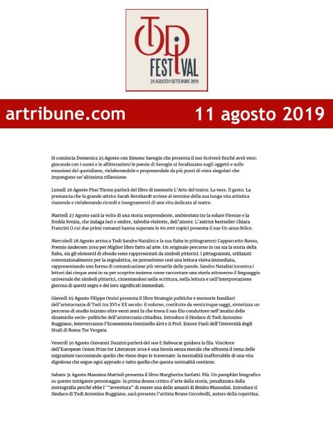 Rassegna Stampa Todi Festival 2019