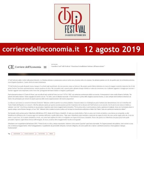 Rassegna Stampa Todi Festival 2019