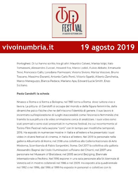 Rassegna Stampa Todi Festival 2019