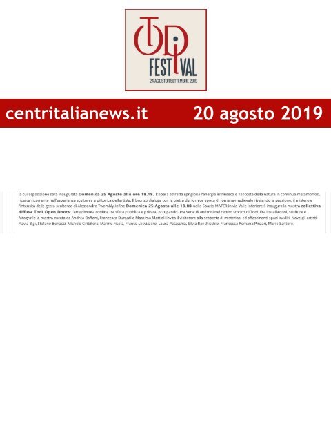 Rassegna Stampa Todi Festival 2019