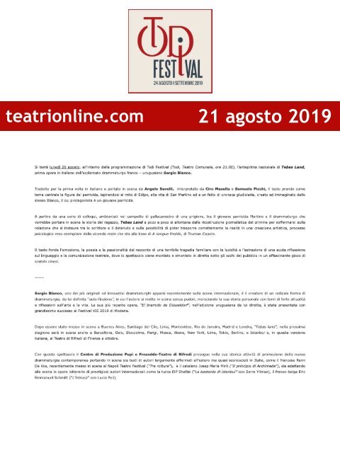 Rassegna Stampa Todi Festival 2019