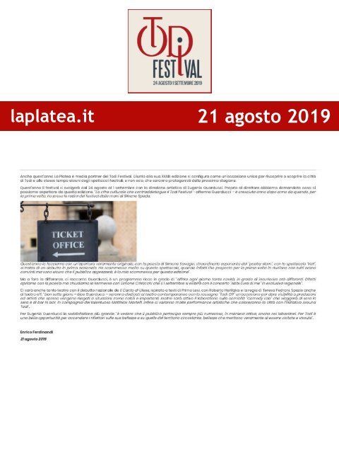 Rassegna Stampa Todi Festival 2019