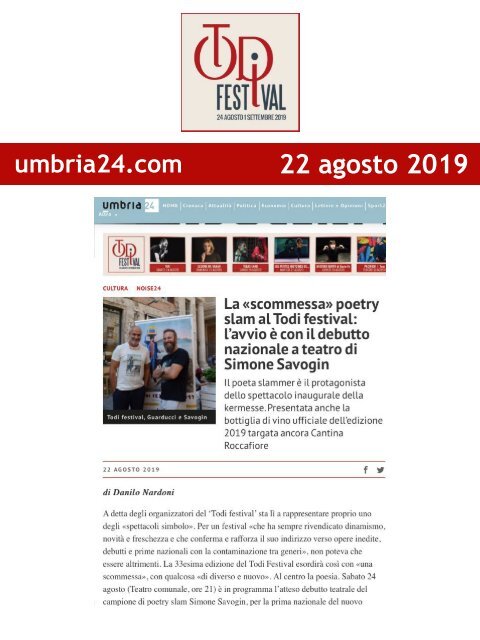 Rassegna Stampa Todi Festival 2019