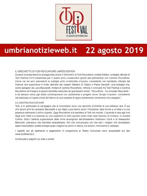 Rassegna Stampa Todi Festival 2019