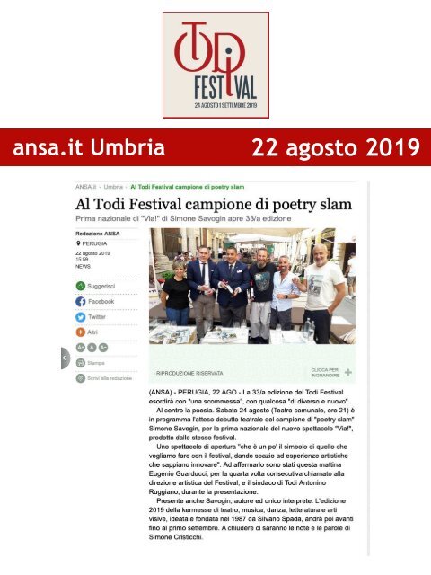 Rassegna Stampa Todi Festival 2019