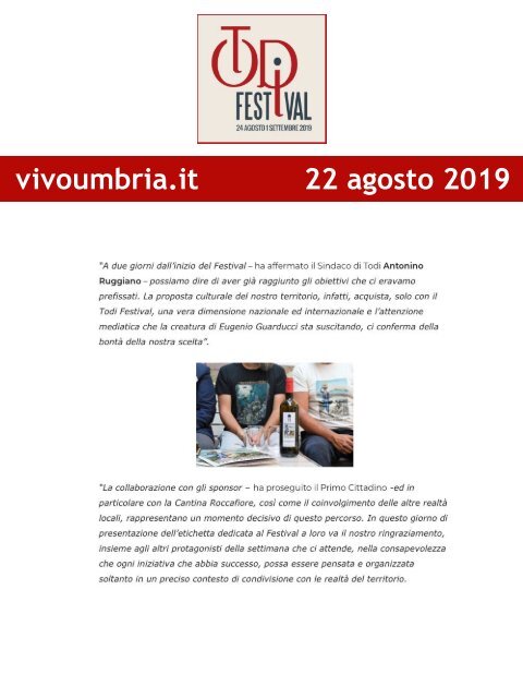 Rassegna Stampa Todi Festival 2019