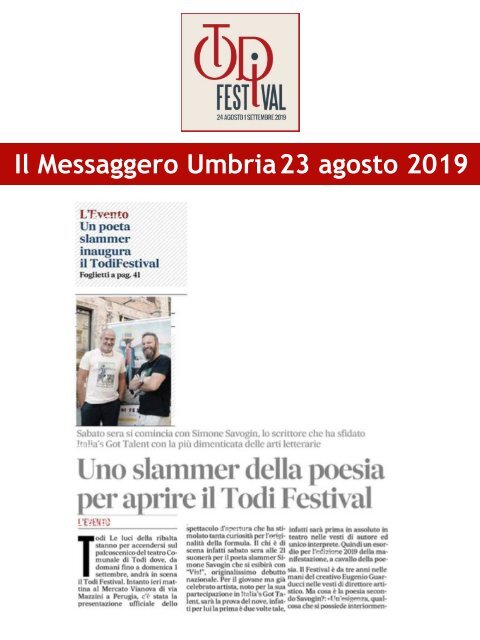 Rassegna Stampa Todi Festival 2019