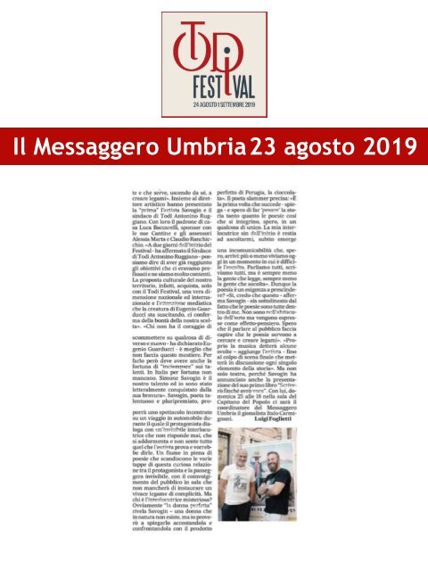 Rassegna Stampa Todi Festival 2019