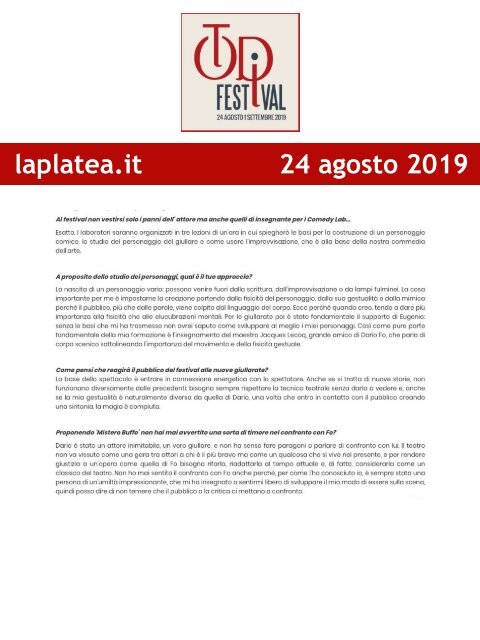 Rassegna Stampa Todi Festival 2019